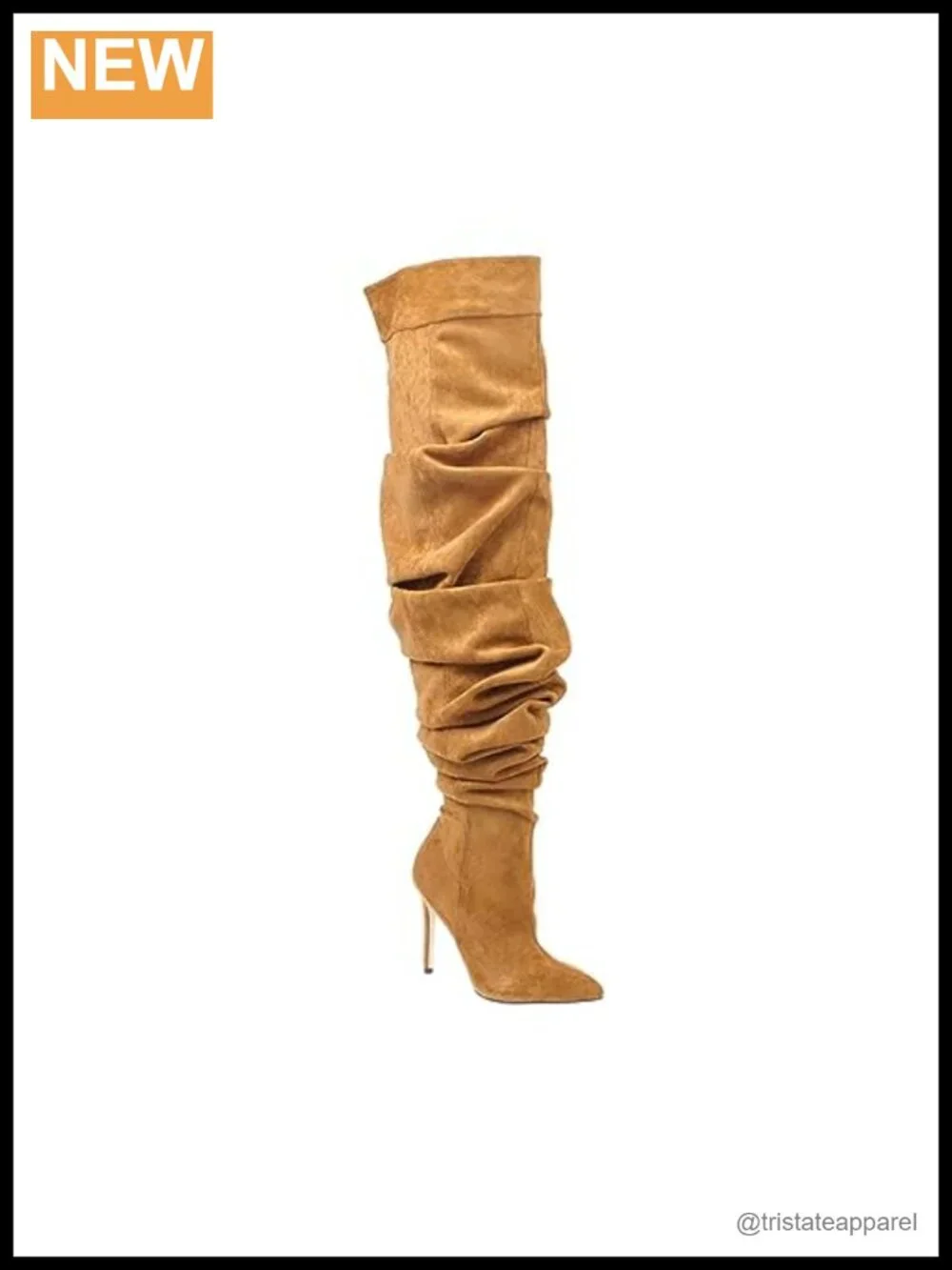 Slouchy Over the Knee Boots Denim Pointed Toe Stiletto Heel Thigh High Pleated